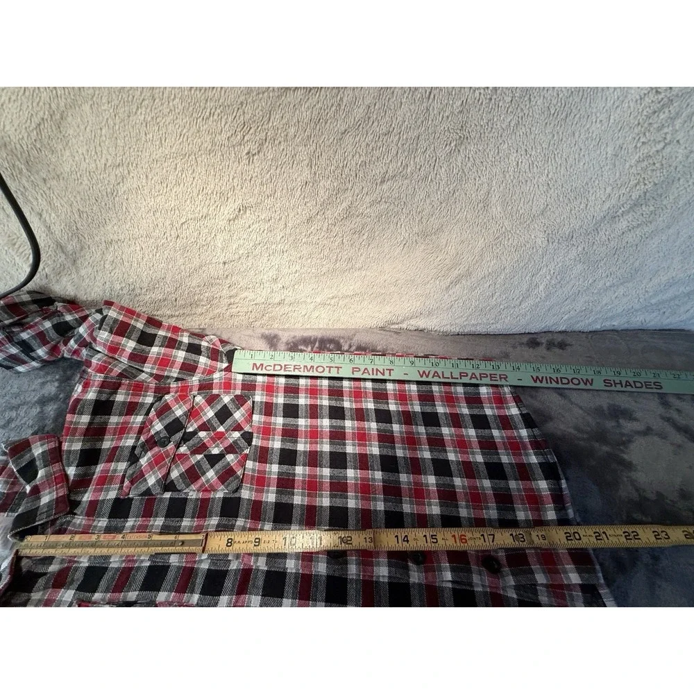 Gymboree Boys Fleece Lined Red Grey Black Checkered Flannel Shirt Size M 7 /‎ 8